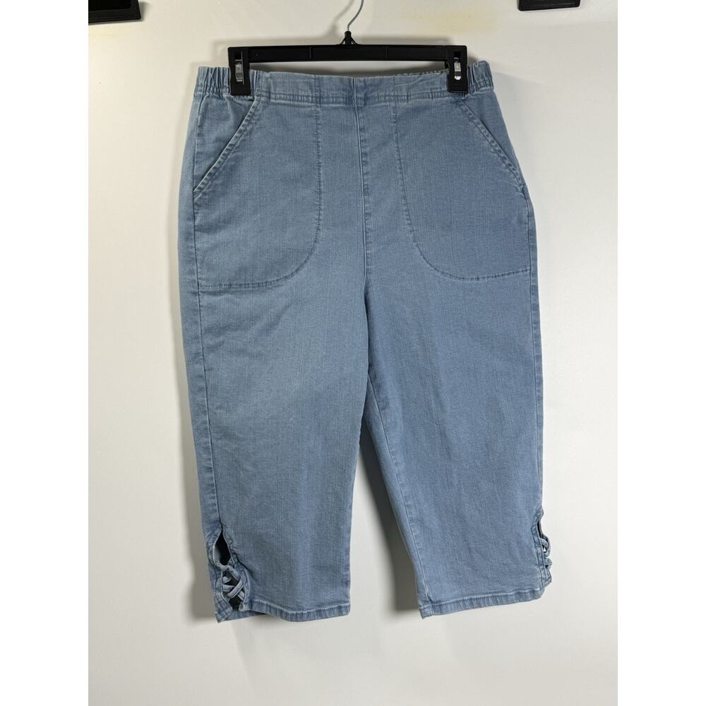 Croft & Barrow Denim Capri Pants Womens M Elastic Waist Pull On Stretch Casual
